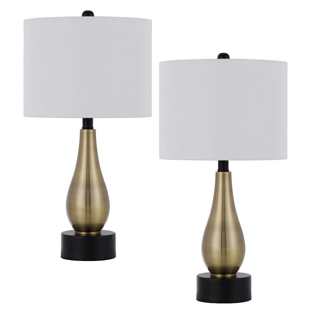 Ashland 23" Height Metal Lamp Set in Black/Antique Brass Finish