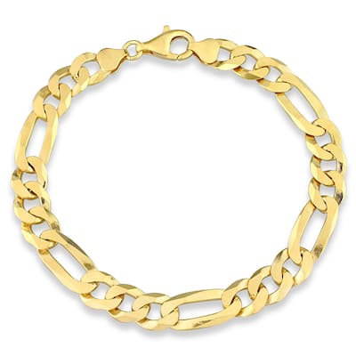 Miadora 18kt Yellow Gold Plated Sterling Silver Figaro Men's Bracelet