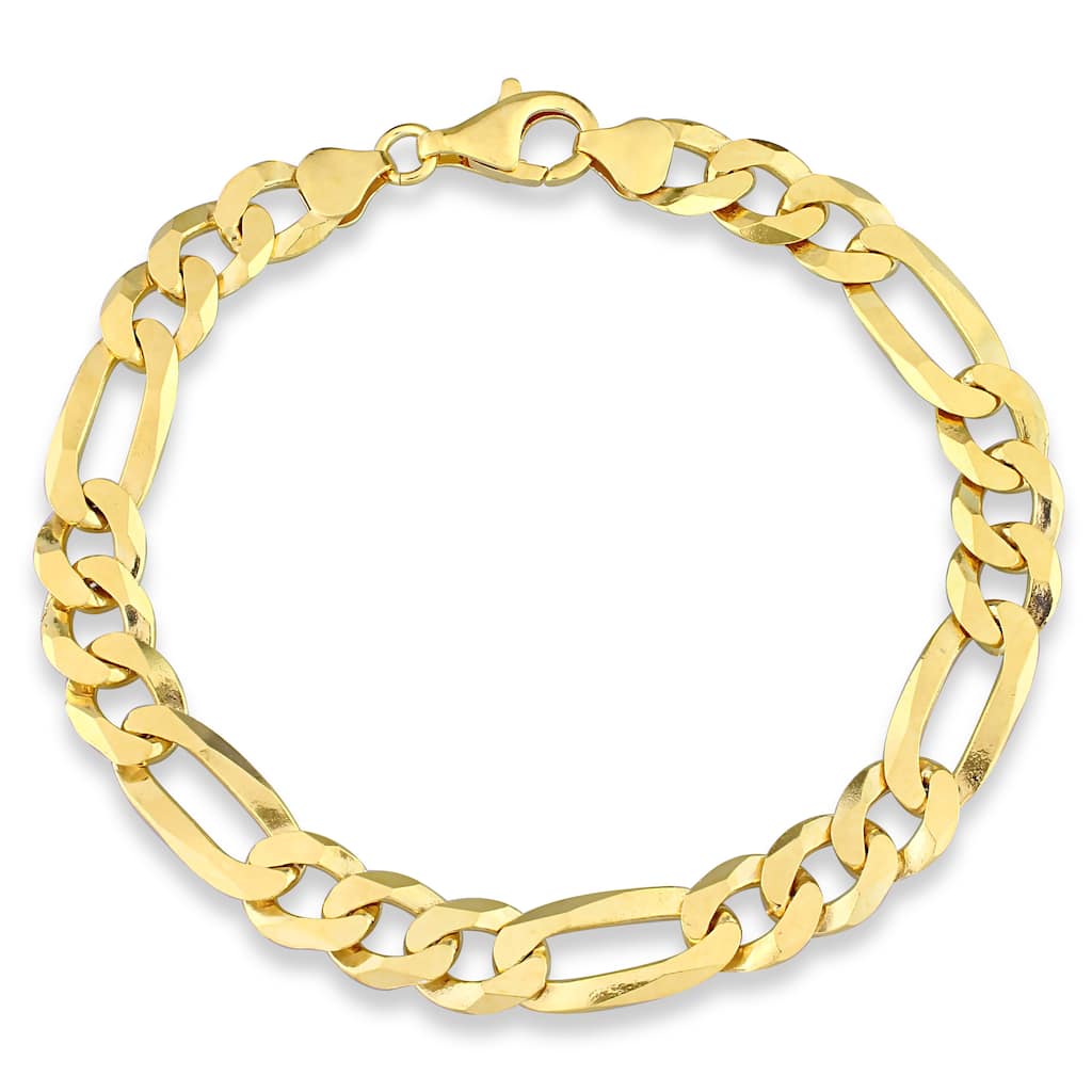 Miadora 18kt Yellow Gold Plated Sterling Silver Figaro Men's Bracelet