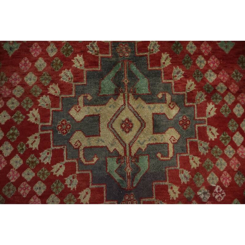 Hand Knotted Oriental 100% Wool Carpet Traditional Tribal Red Shiraz Area Rug - 5' 2'' X 3' 10''
