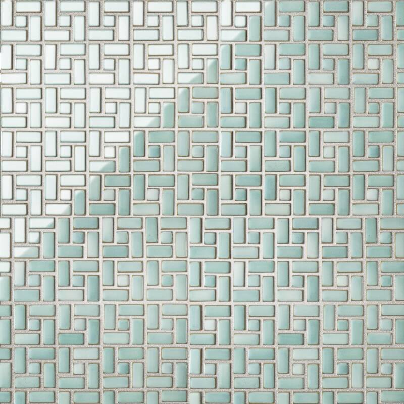 Merola Tile Hudson Spiral Mint Green 12-5/8" x 12-5/8" Porcelain Mosaic Floor and Wall Tile