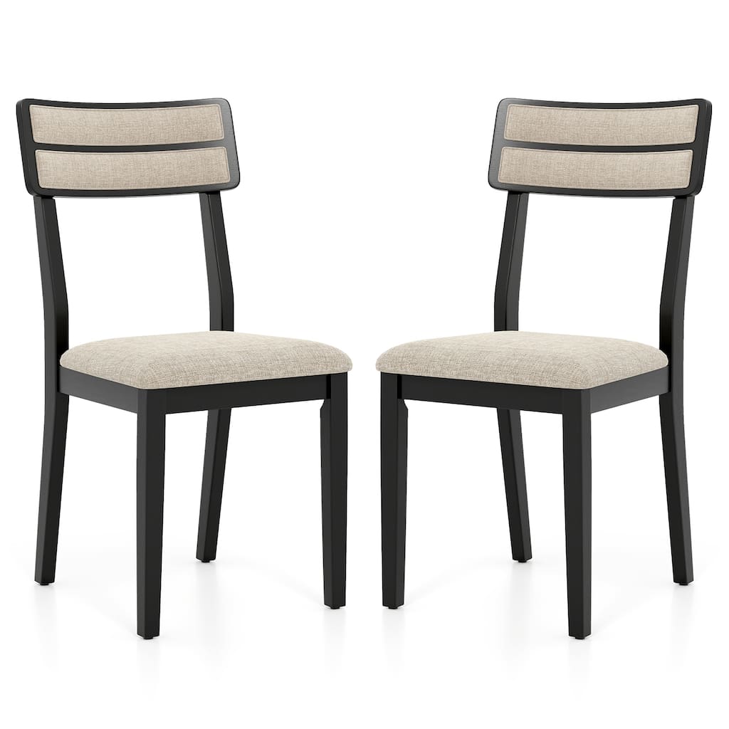 Gymax Modern Dining Chairs Set of 2 w/Tilt Backrest Rubber Wood Legs