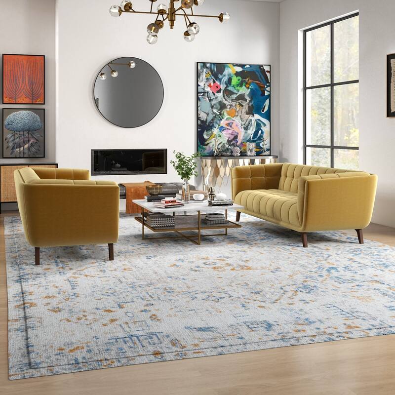 Kartal Mid Century Velvet Sofa Set in