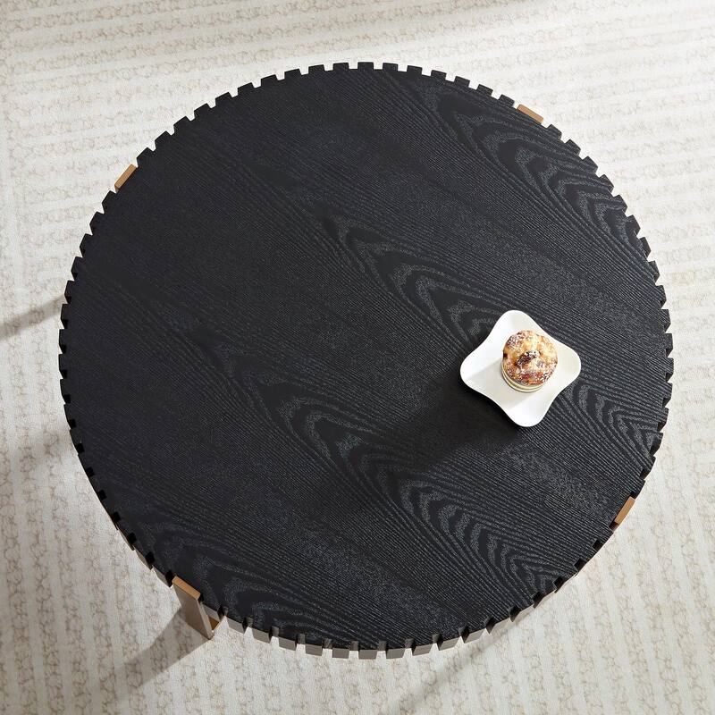 31.5 Inch Round Coffee Table with Sturdy Pedestal