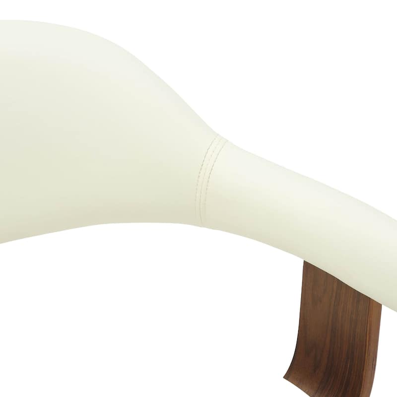 Leather Dining Chair in Solid Wood Accent Arm Chair Open Curved Back Design