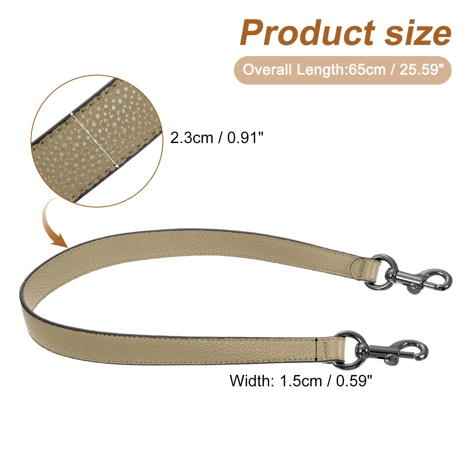 PU Leather Short Bag Strap with Clasp, Purse Handles Handbags Replacement Straps for Clutch Bag