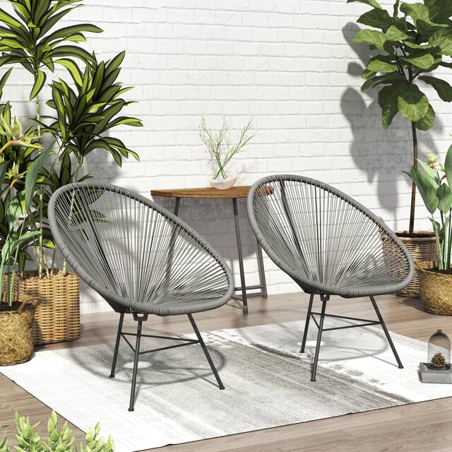 Sarcelles Acapulco Modern Wicker Chairs by Corvus (Set of 2) - Grey