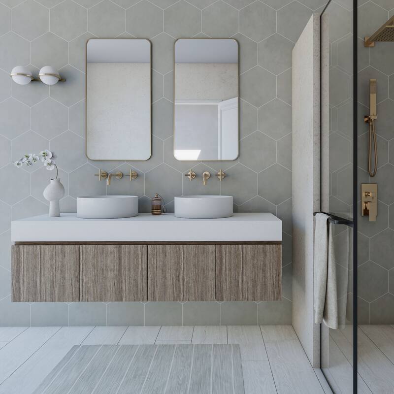 Honeycomb Hexagon 9 in. x 10 in. Glazed Porcelain Wall and Floor Tile - Gray Matte - 9 in. x 10 in.