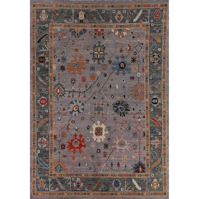 Vegetable Dye Grey Oushak Turkish Rug Hand-Knotted Wool Carpet - 8'9"x 11'9"