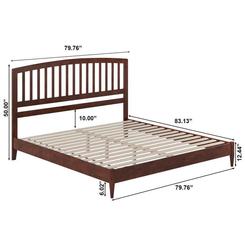 Quincy Solid Wood Low Profile Platform Bed - Walnut - King