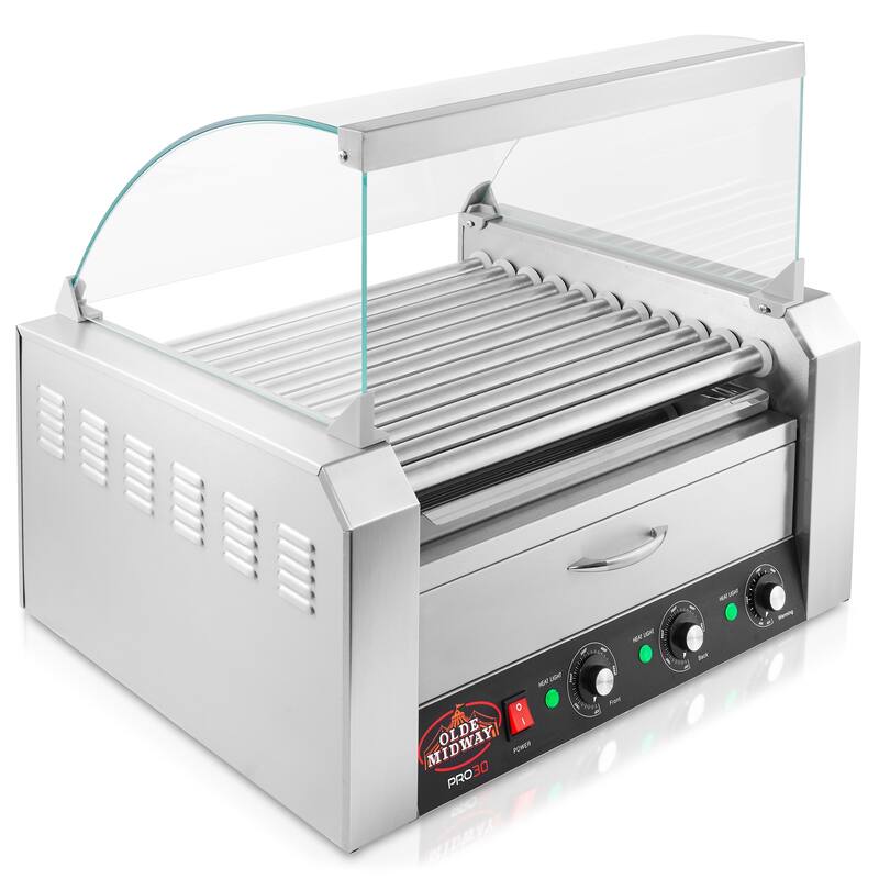 Electric Hot Dog Roller Grill Cooker Machines with Bun Warmer