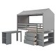 preview thumbnail 5 of 33, Twin Size House-Shaped Wood Bed Low Loft Bed with Desk & Shelf, Unique Kids Bed Tent Bed with Drawer and Roof for Boys Girls