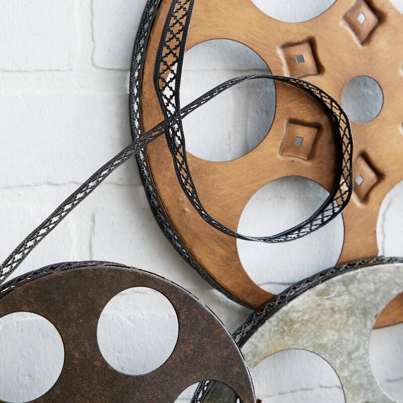 Multi Colored Metal Vintage Movie Reel Film Home Wall Decor