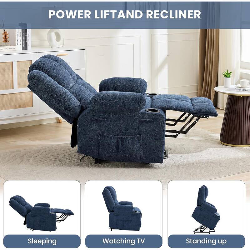 150°Adjustable Lay Flat Power Lift Recliner Sofa Chair for Elderly, Living Room