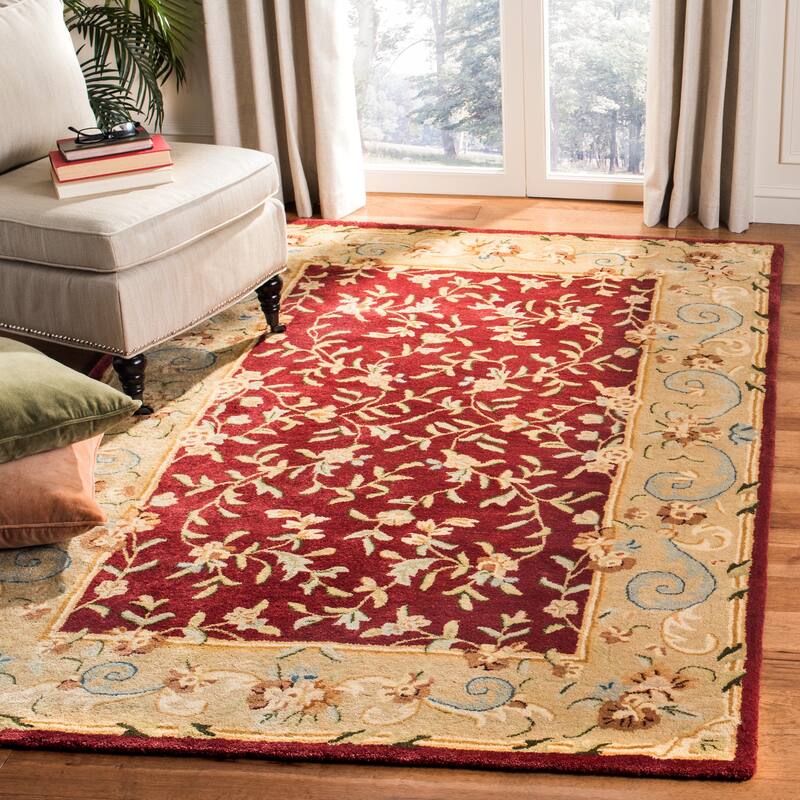 SAFAVIEH Handmade Bergama Tiny Oriental Hand-spun Wool Rug - 4' x 6' - Red/Dark Beige - Rectangle
