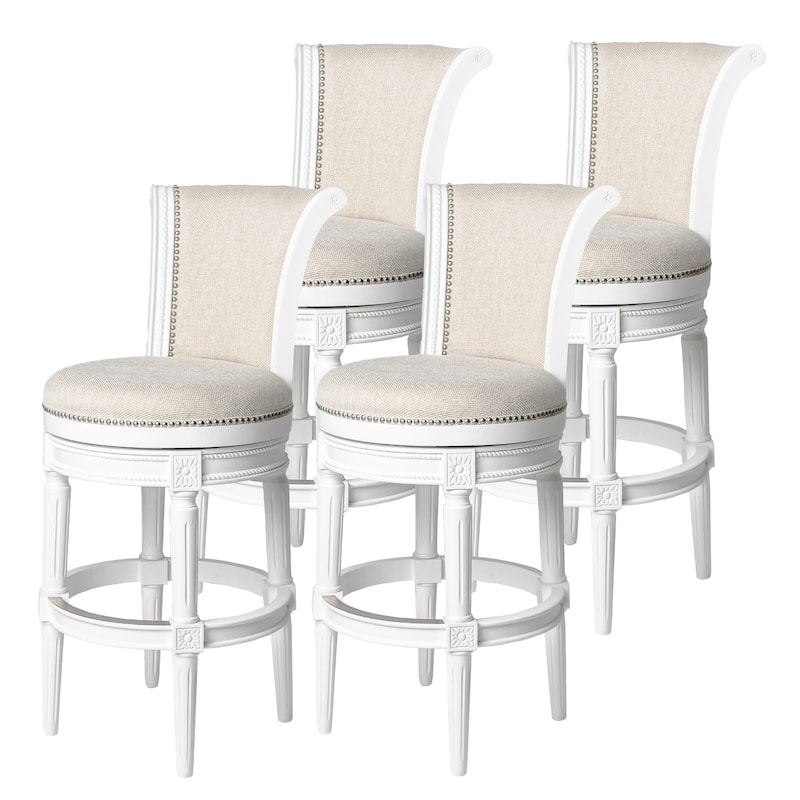 Maven Lane 31" Pullman Swivel Bar Height Kitchen Stool - Set of 4 - Alabaster White