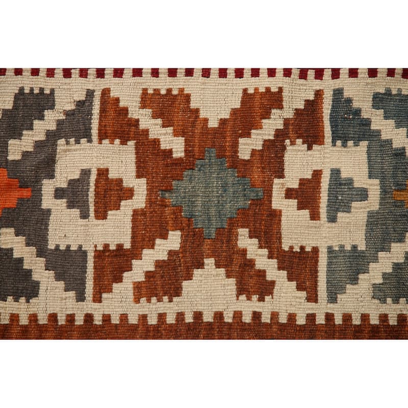Red Kilim Qashqai Persian Vintage Area Rug Flatweave Wool Carpet - 5'5" x 7'8"