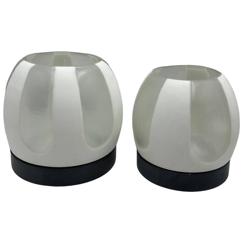 Set of 2 Decorative Handmade Glass Serene Spheres Vase in White