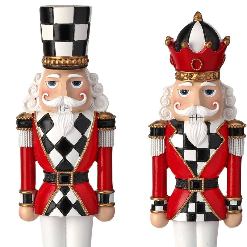 13" Resin Nutcracker On Base Set of 2