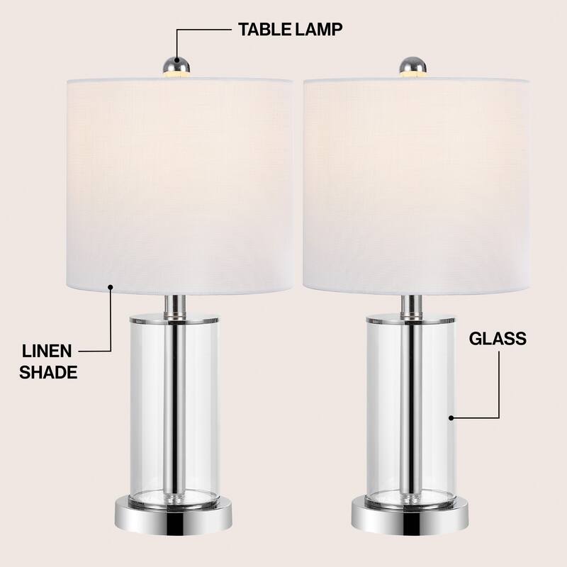 By JONATHAN , Amner 20.5" Contemporary Fillable Glass LED Table Lamp, (Set of 2)