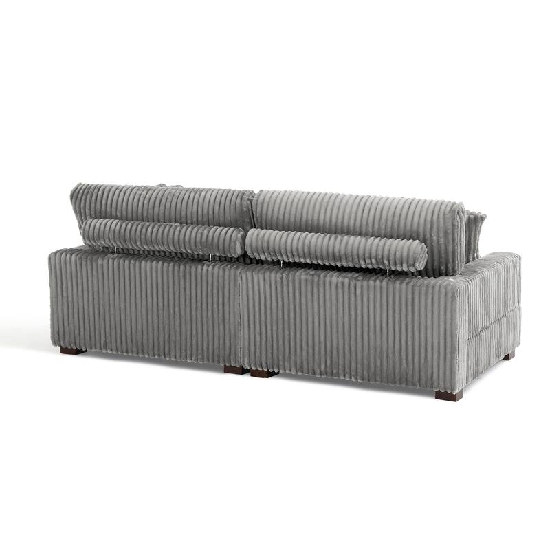 Plush Corduroy Modular Sectional Sofa Comfy Couch