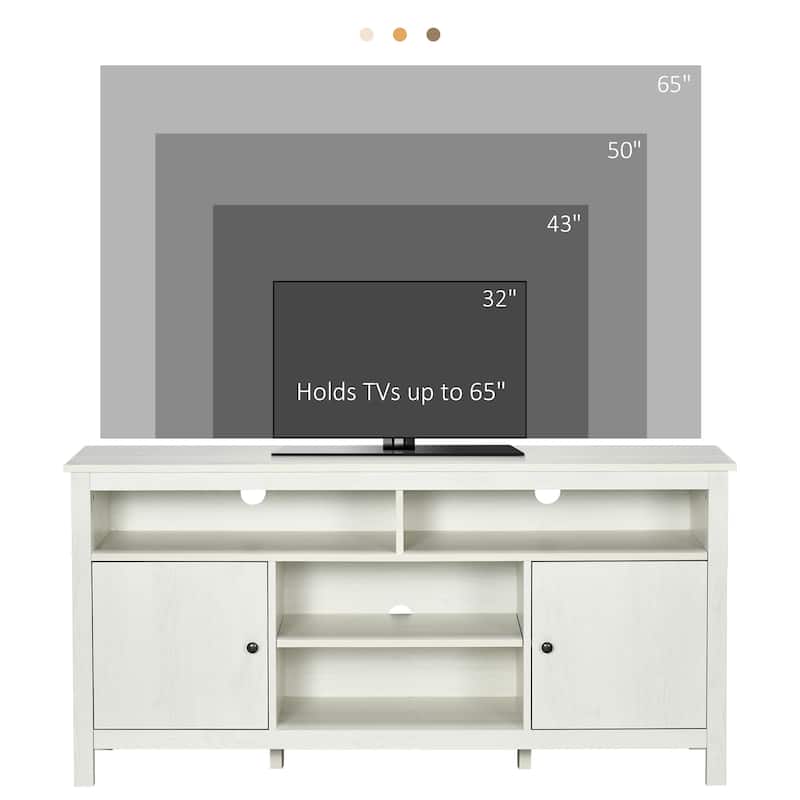 HOMCOM 65 Inch TV Stand with Storage, Media Cabinet TV Entertainment Center with Wooden Shelves and Doors for Living Room