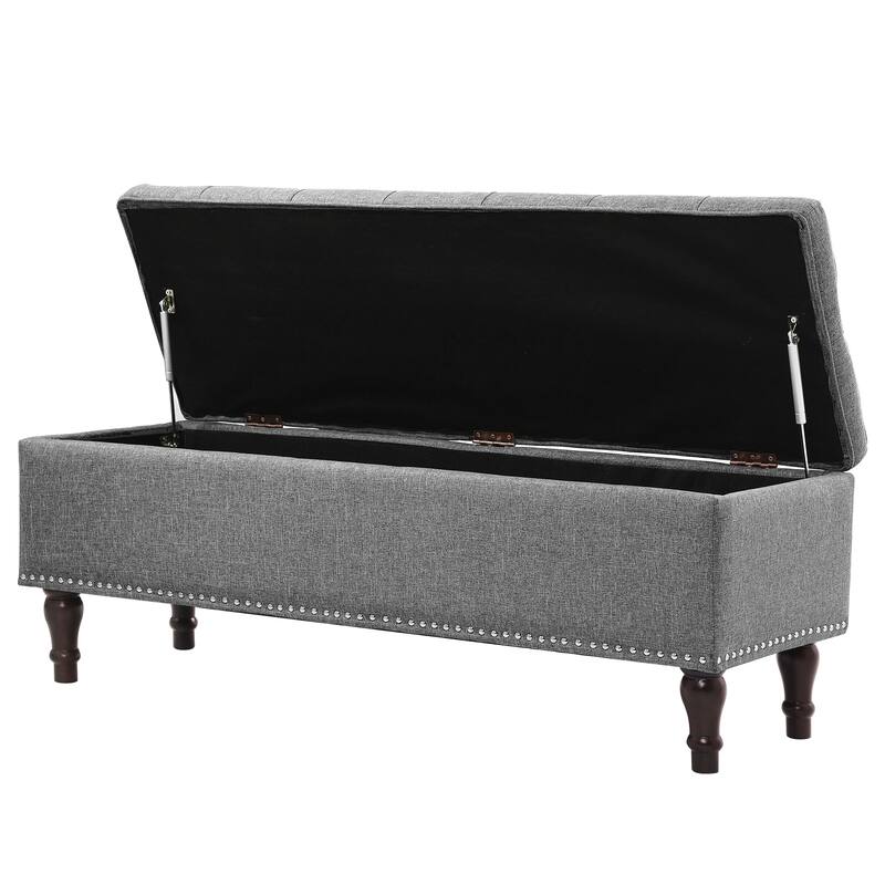 Tufted Upholstered Storage Bench Ottoman with Hidden Storage for Bedroom, or Living Room