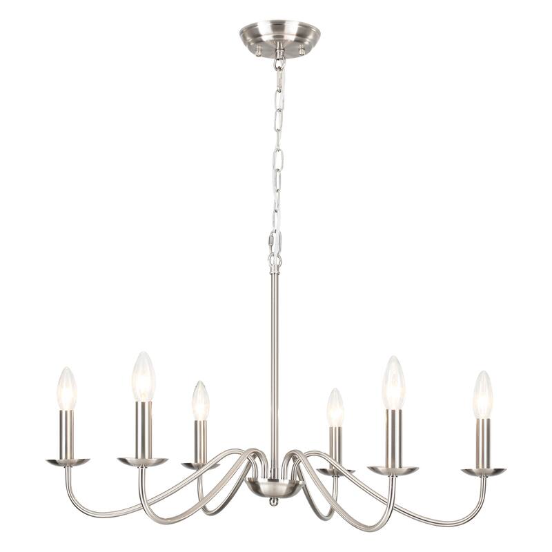 6-Light Rustic Farmhouse Simple Candle Chandelier for Bedroom, Kitchen, Living Room and Foyer