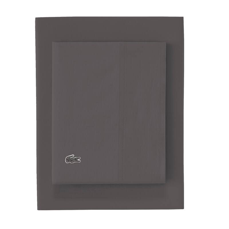 Lacoste Percale Cotton 2-Piece Pillowcase Set - Standard - Dark Grey
