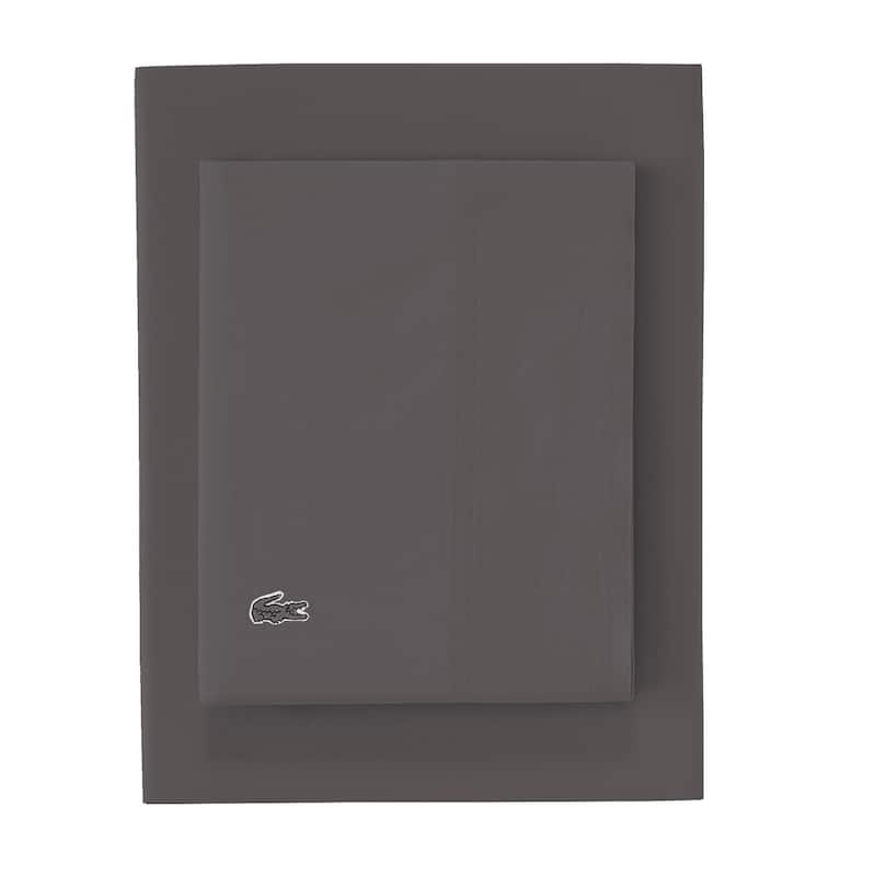 Lacoste Percale Cotton Solid Sheet Set - California King - Dark Gray