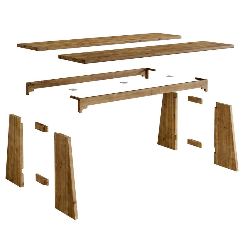 70.9" Solid Wood Kitchen Dining Table with Unique Base