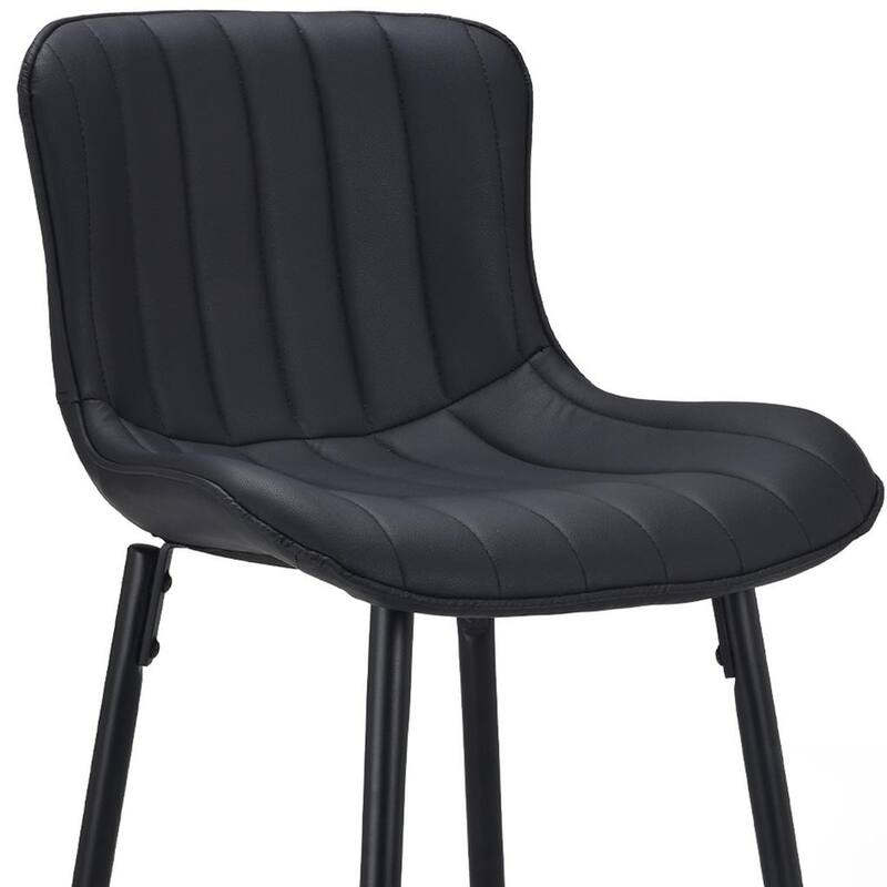 HomeRoots Set of Two 27" Black Faux Leather and Metal Low Back Counter Height Bar Chairs