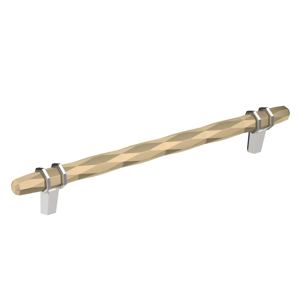 Amerock London 8 in (203 mm) Center-to-Center Golden Champagne/Polished Chrome Cabinet Pull