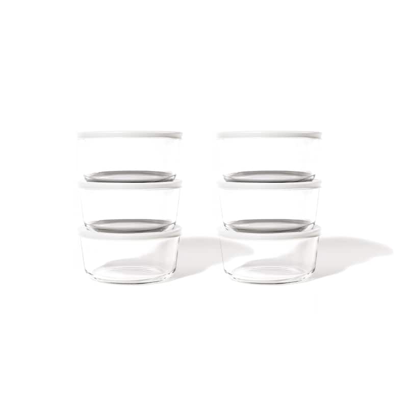 Glass Food Storage Containers Set - Round, 4-Cup (32oz) BPA-Free, Microwave & Oven Safe, Airtight Lids