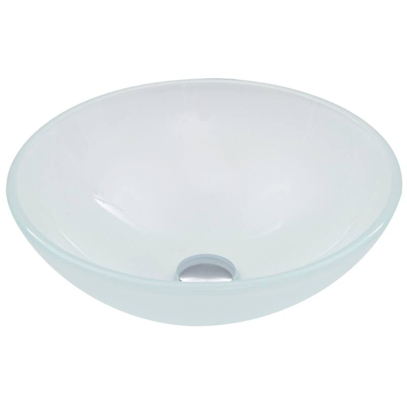 VIGO Giovanni 17"L x 17"W x 6"H Glass Round Vessel Bathroom Sink - White Frost