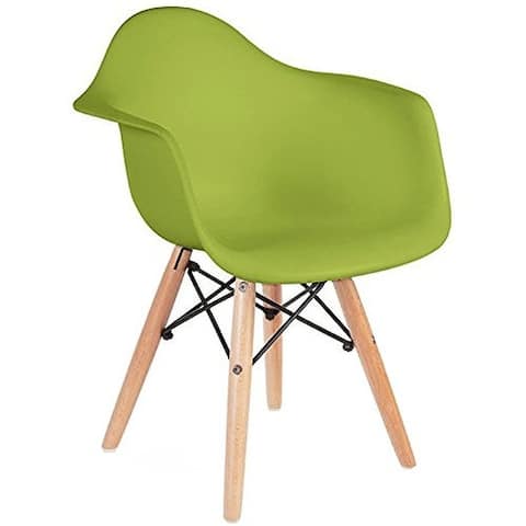 2xhome Set of 2 Kids Toddler Chair Green With Arms Armchair Eiffel Leg Dowel Child Desk Dining Kitchen Bedroom School Activity