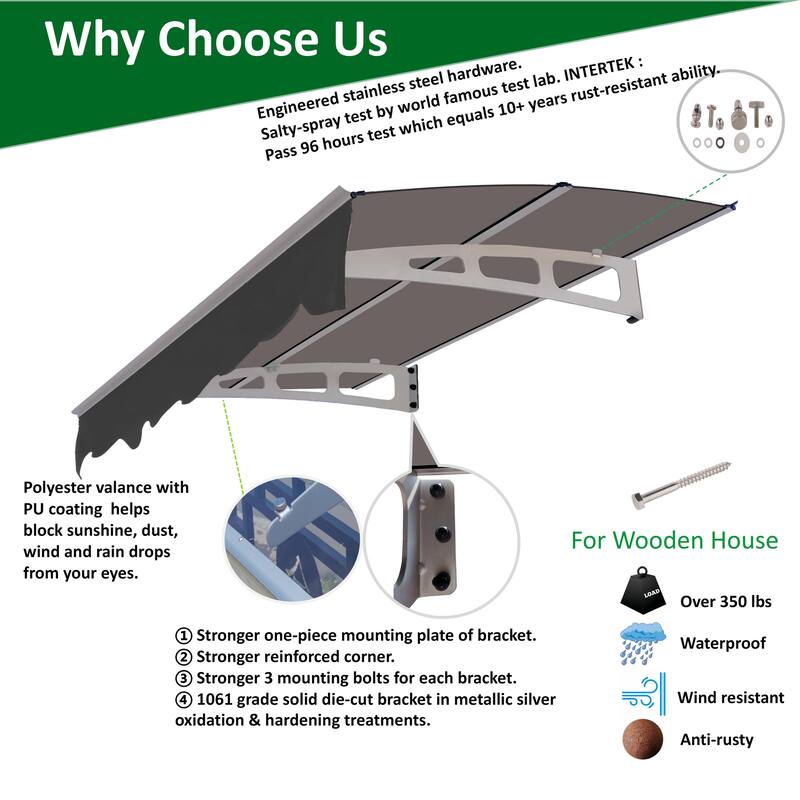 Door Window Awning for Masonry Concrete Wall House