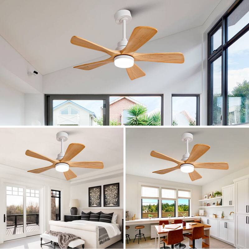 42/52 Inch Ceiling Fan,Electric Fan with Lights & Remote Control,Dimmable 3-Color LED