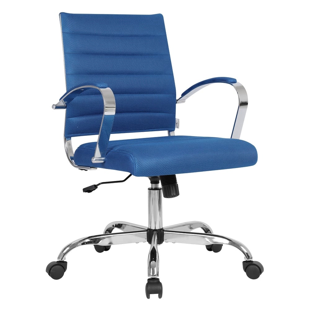 Benmar Ergonomic Mesh Office Desk Chair with Adjustable Height, Tilt, Swivel, Stainless Steel Chrome Frame, & Smooth Casters
