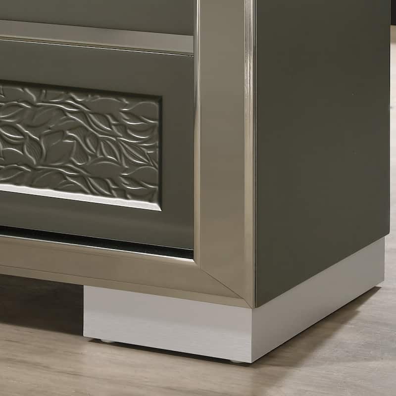 Furniture of America Iralles Modern 6-Piece Dark Grey Wood King Platform Bedroom Set with LED Light