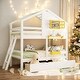 preview thumbnail 12 of 18, Twin over Twin Bunk Bed with 2 Drawers, Shelf, Window and Roof, Gray