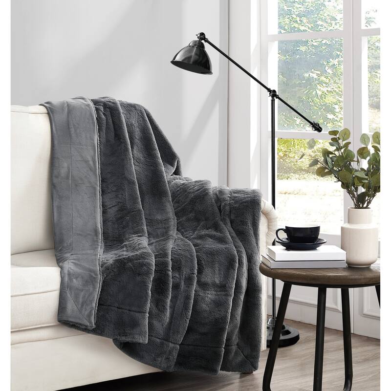 Vince Camuto Super Soft Faux Rabbit Fur 60x70 Throw in Gift Box