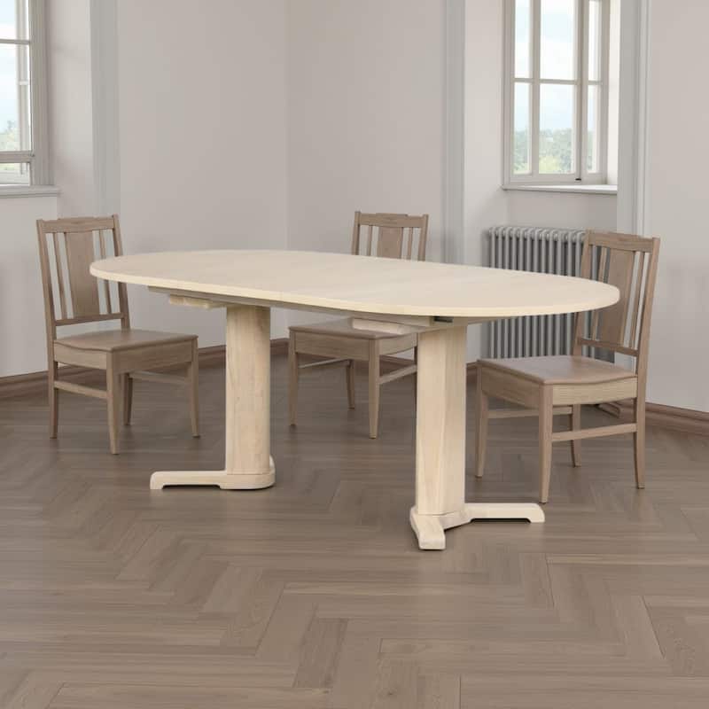 Hiny Dining Table, Pedestal Base, Extendable 60-78 Inch White Wood Top - White Oak