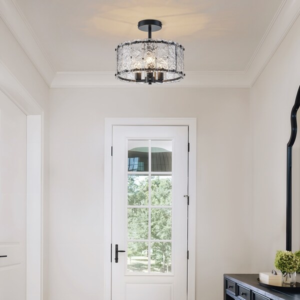 Starsky Modern 3/4-Light Textured Glass Semi Flush Mount Ceiling