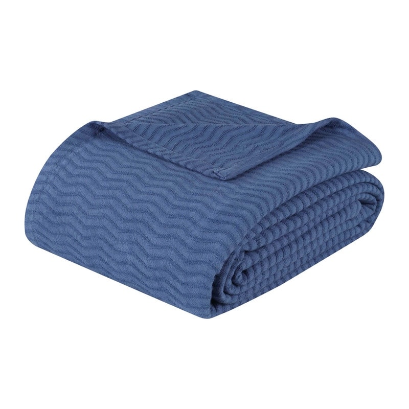 Blue Nile Mills Chevron Striped Jacquard Dobby Weave Cotton Throw Blanket