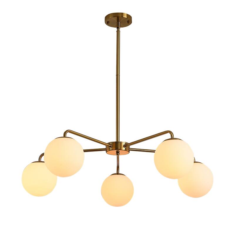 5-Light Modern Sputnik Chandeliers Frosted Glass Ceiling Pendant Light