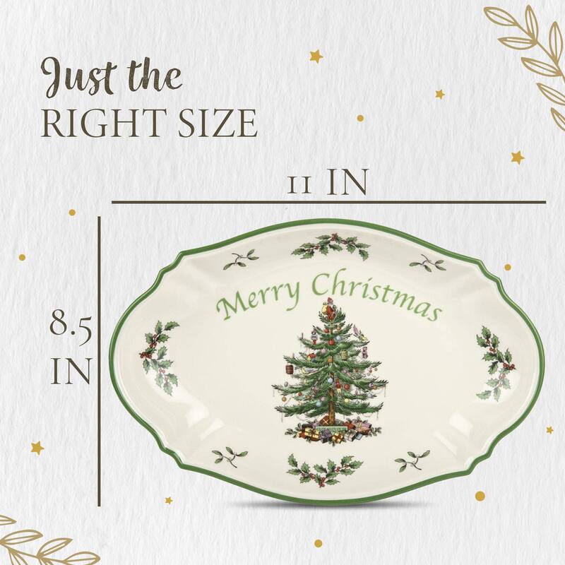 Spode Christmas Tree Merry Christmas Tray - 11" L