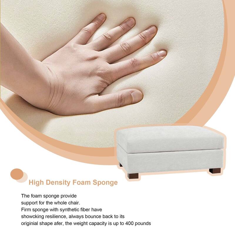 Oversized Chenille Modular Ottoman With Cushioned Top