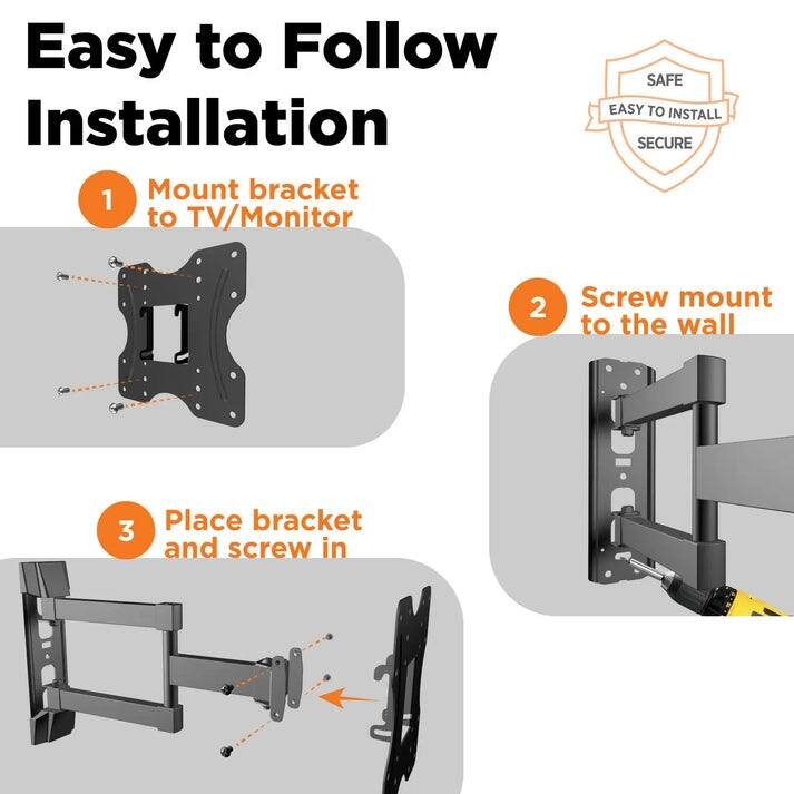 ProMounts Full Motion TV Wall Mount for 26 to 45 Inch TVs