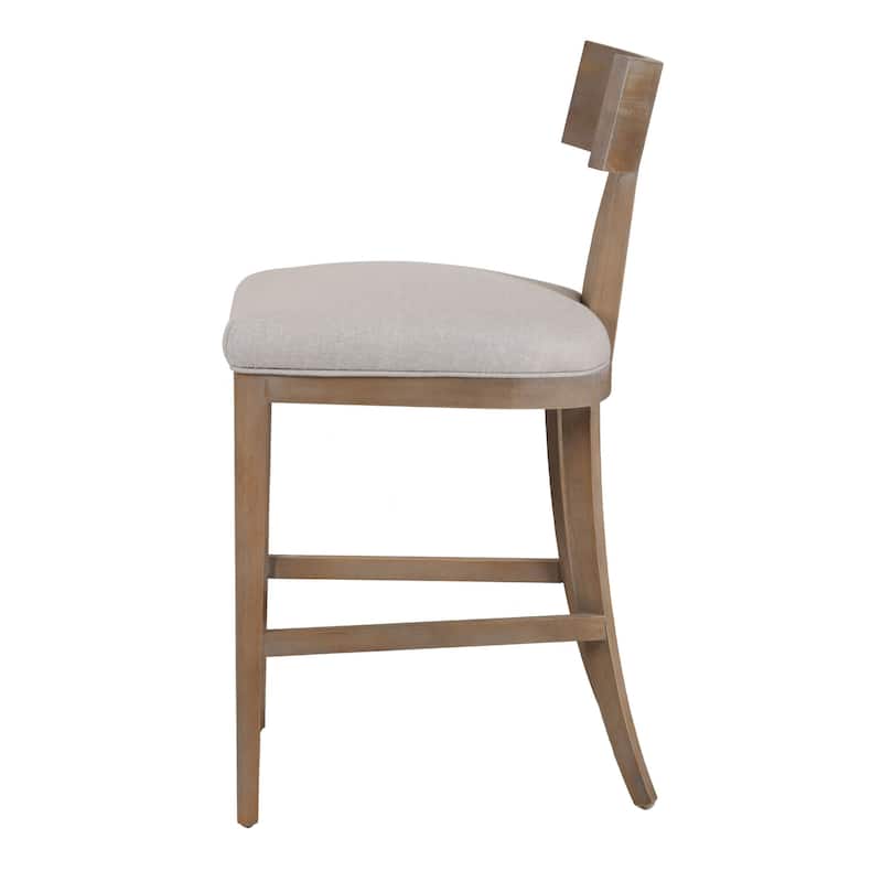 Modrest Fabien Mid-Century Modern Beige Linen & Wood Counter Chair